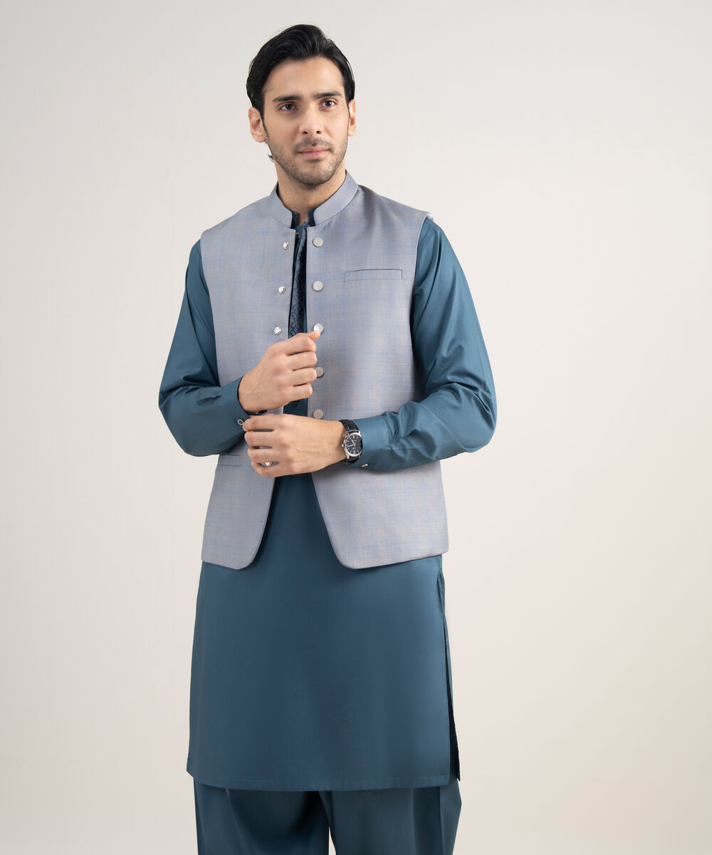 Men's Stitched Premium Suiting Light Grey Waistcoat