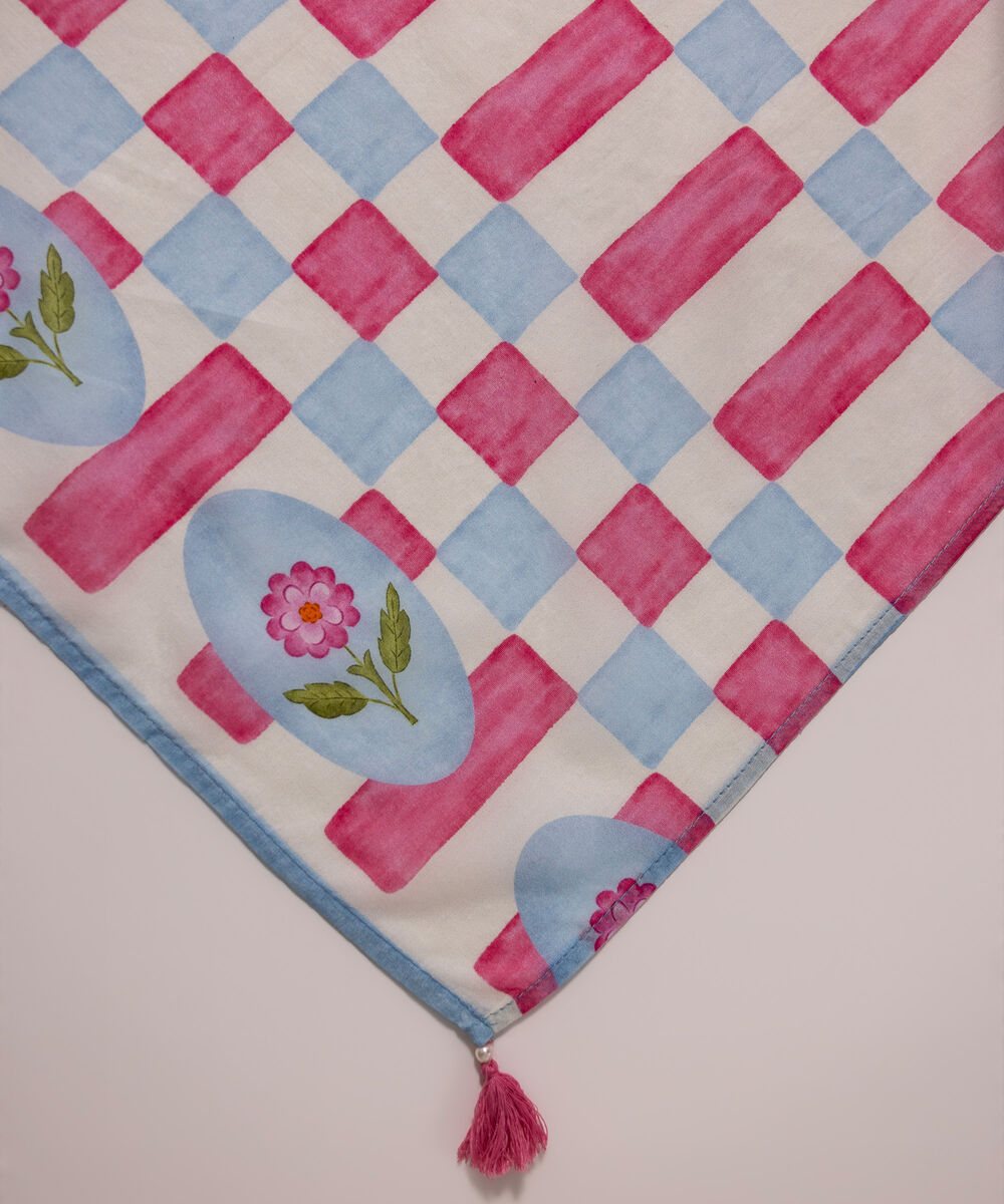 Lawn Printed White Dupatta