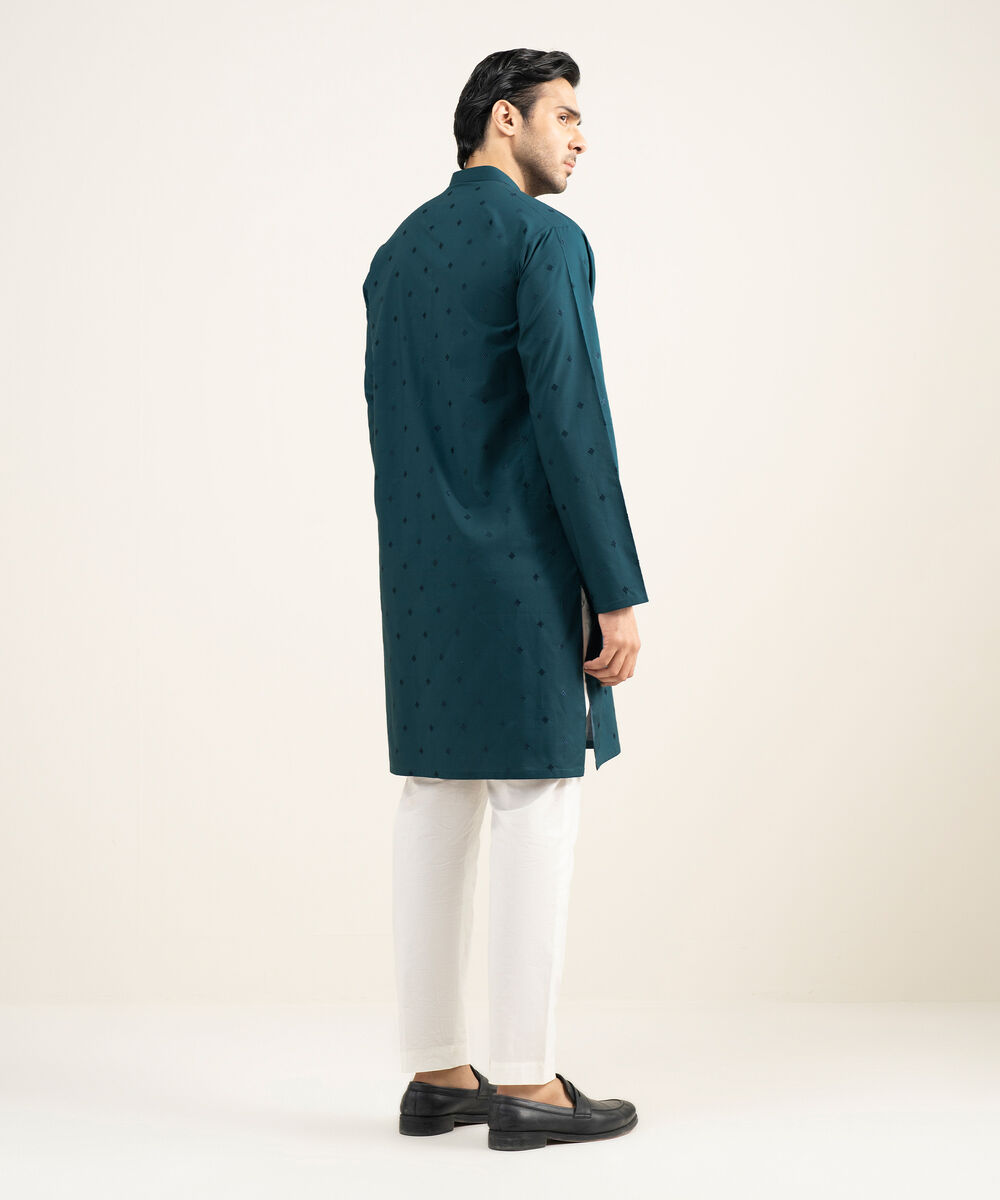 Men's Stitched Premium Cotton Teal Kurta