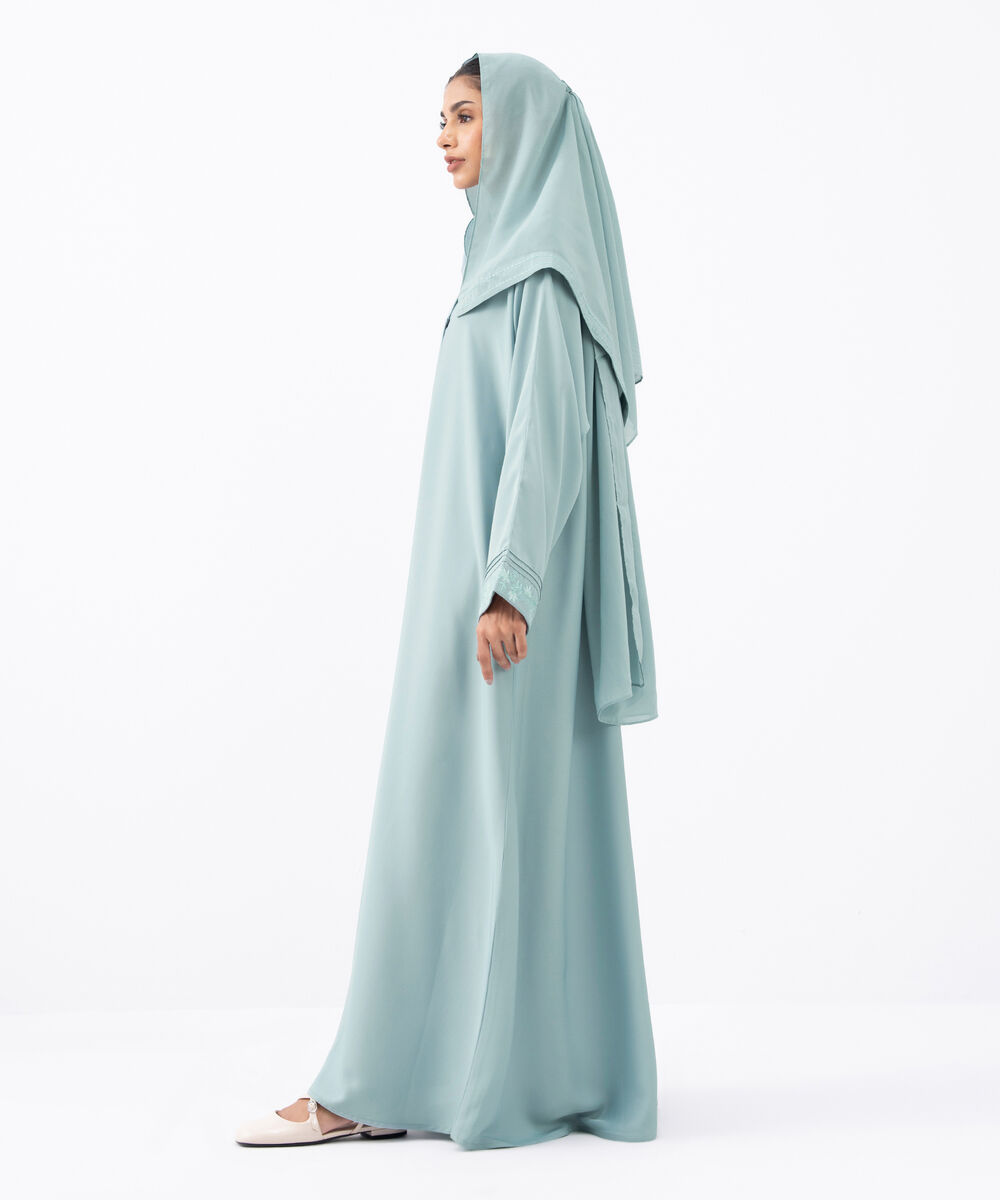 Women's Blue Polyester Abaya Set