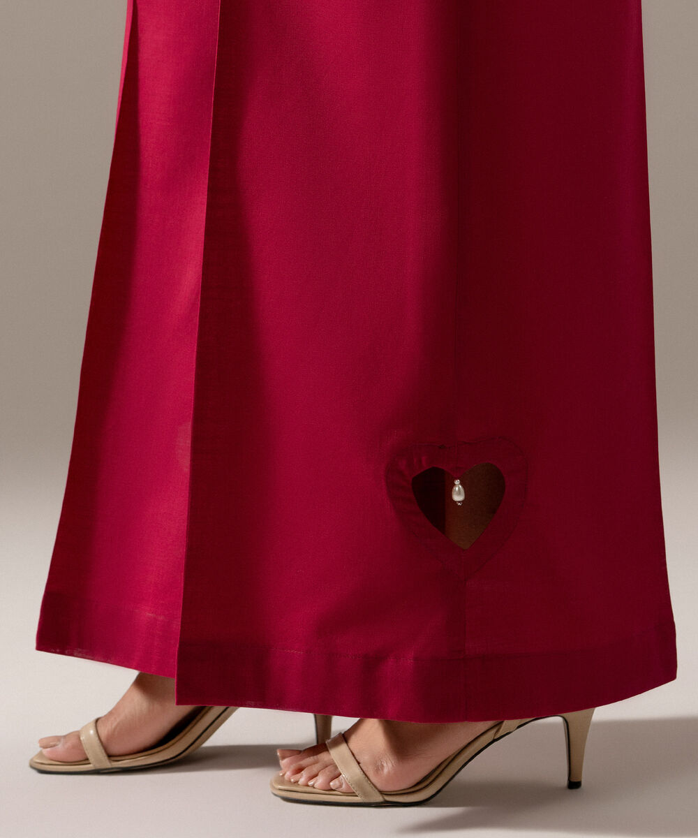 Women's RTW Cross Hatch Solid Maroon Flared Pants