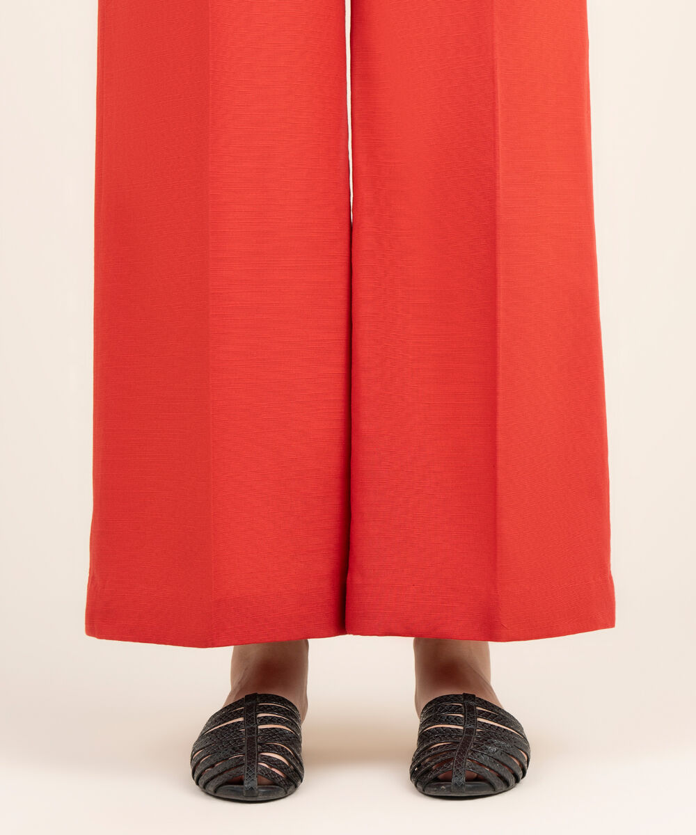 Women's Unstitched Khaddar Printed Red Trousers Fabric
