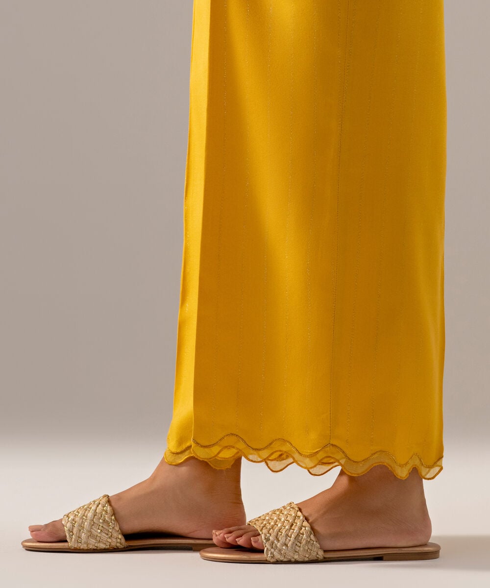 Women's RTW Dobby Crepe Lurix Solid Yellow Culotte