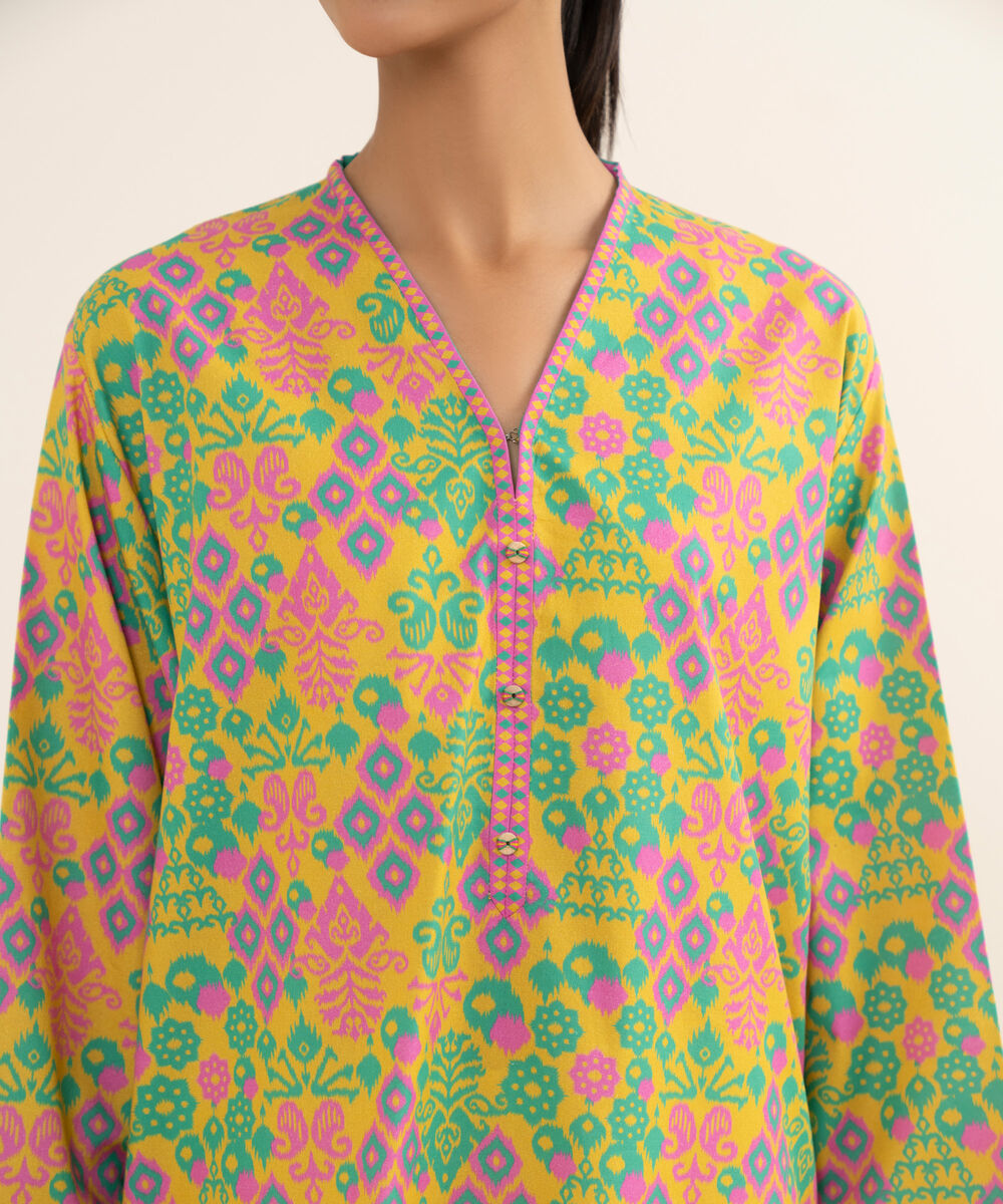 Women's Unstitched Cotton Printed Multi Shirt