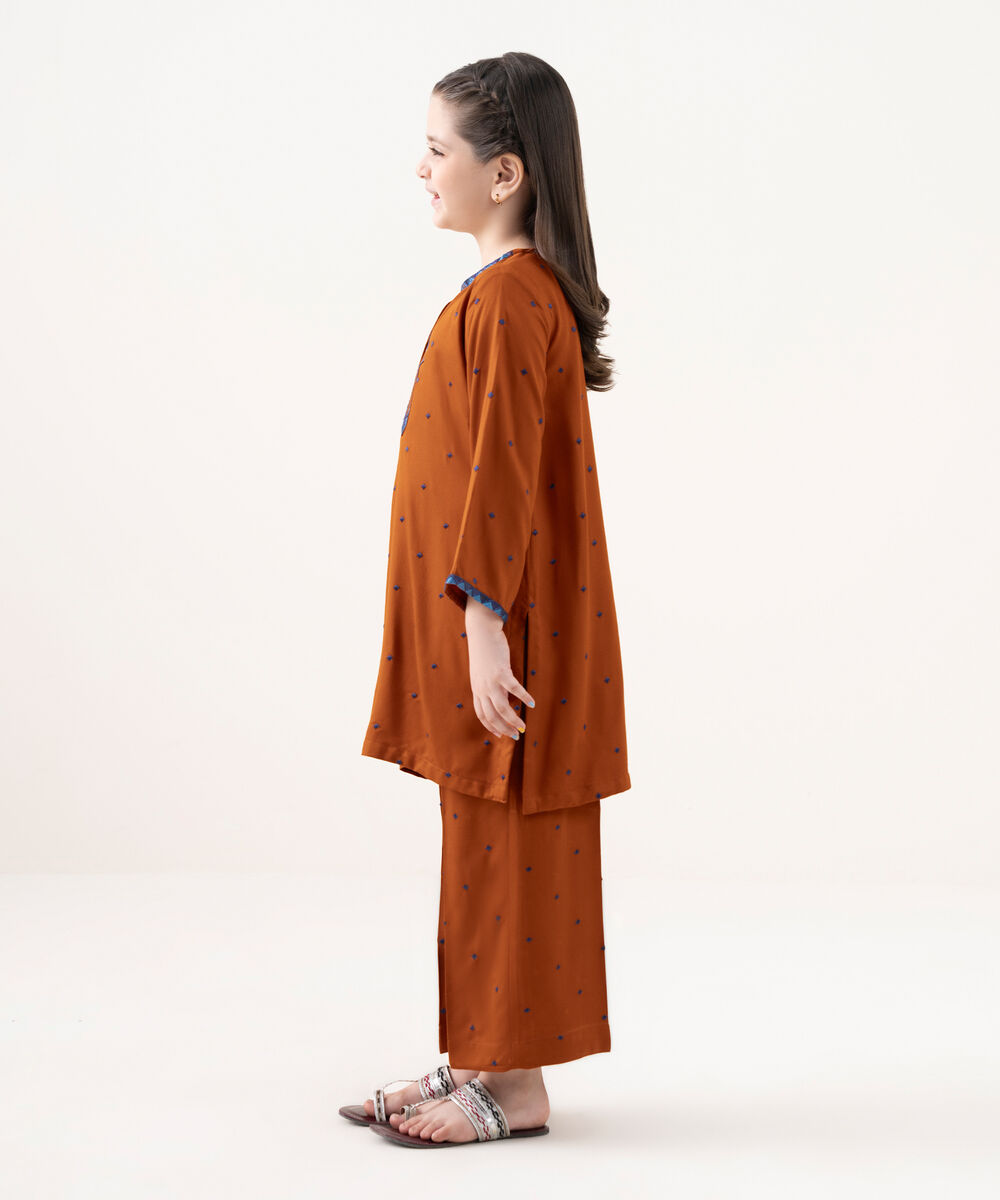 Girl's Bedford  Embroidered Rust 2 Piece Suit