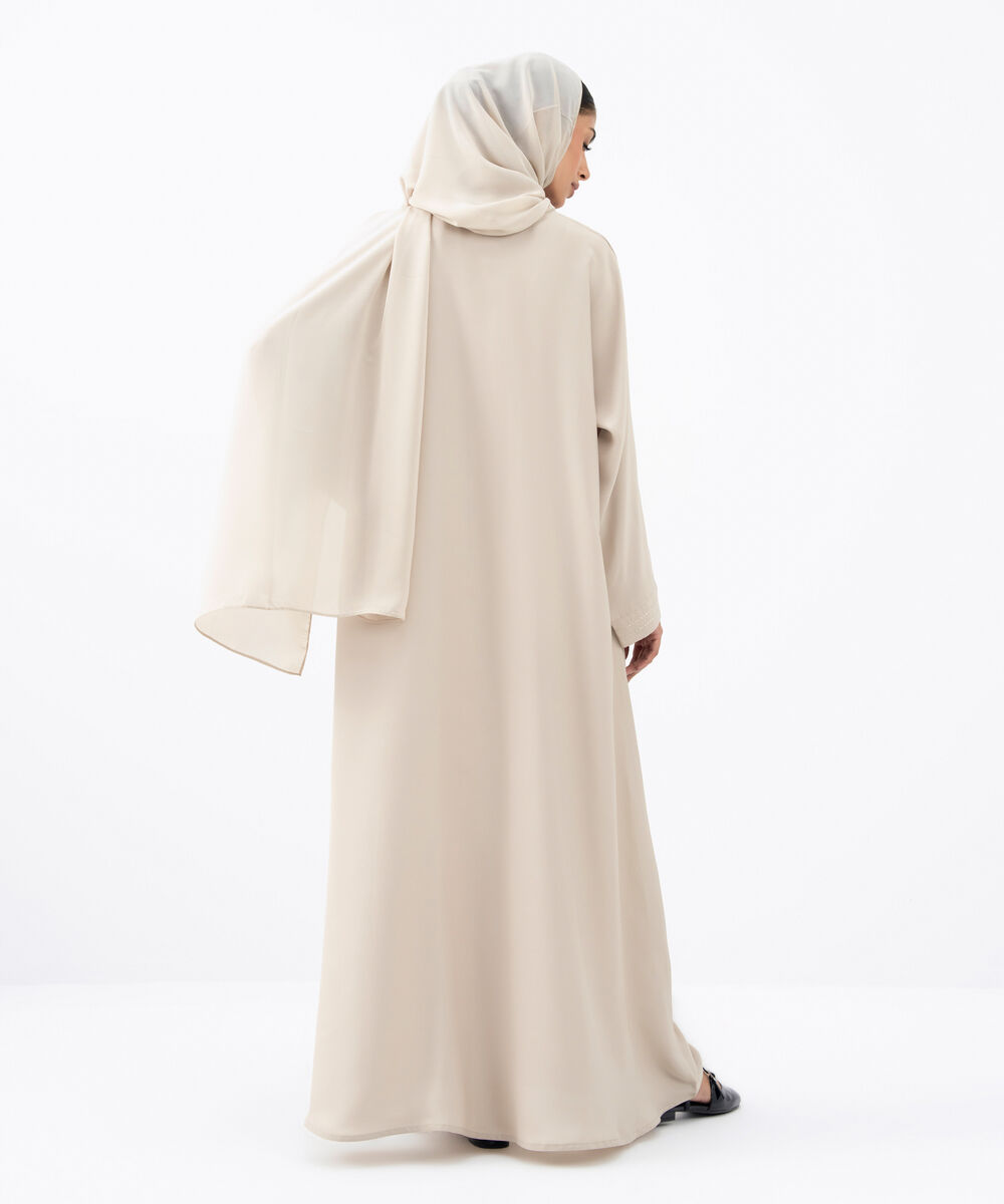 Women's Beige Polyester Abaya
