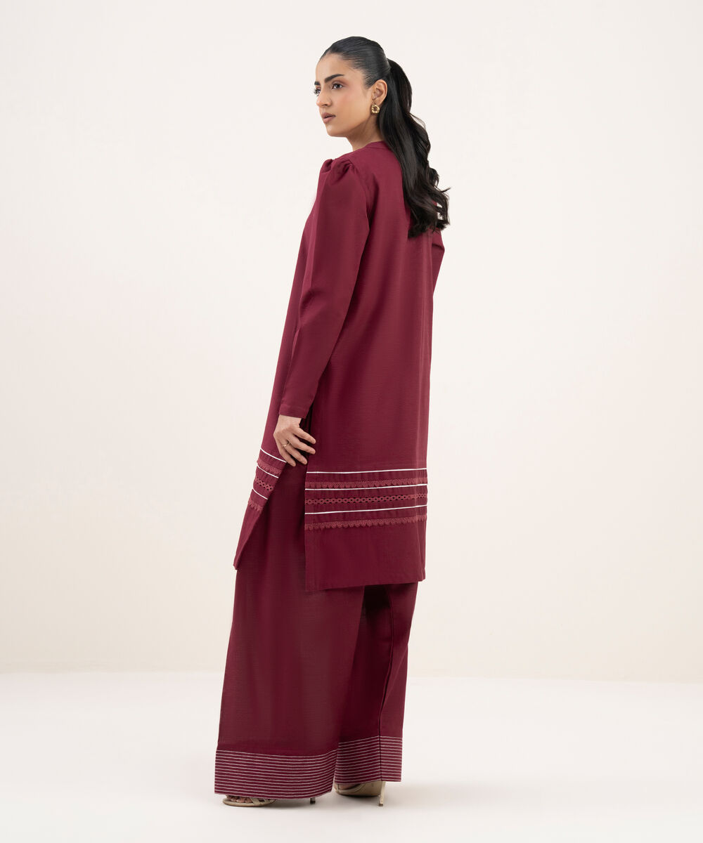 Women's RTW Khaddar Solid Straight Pink Shirt