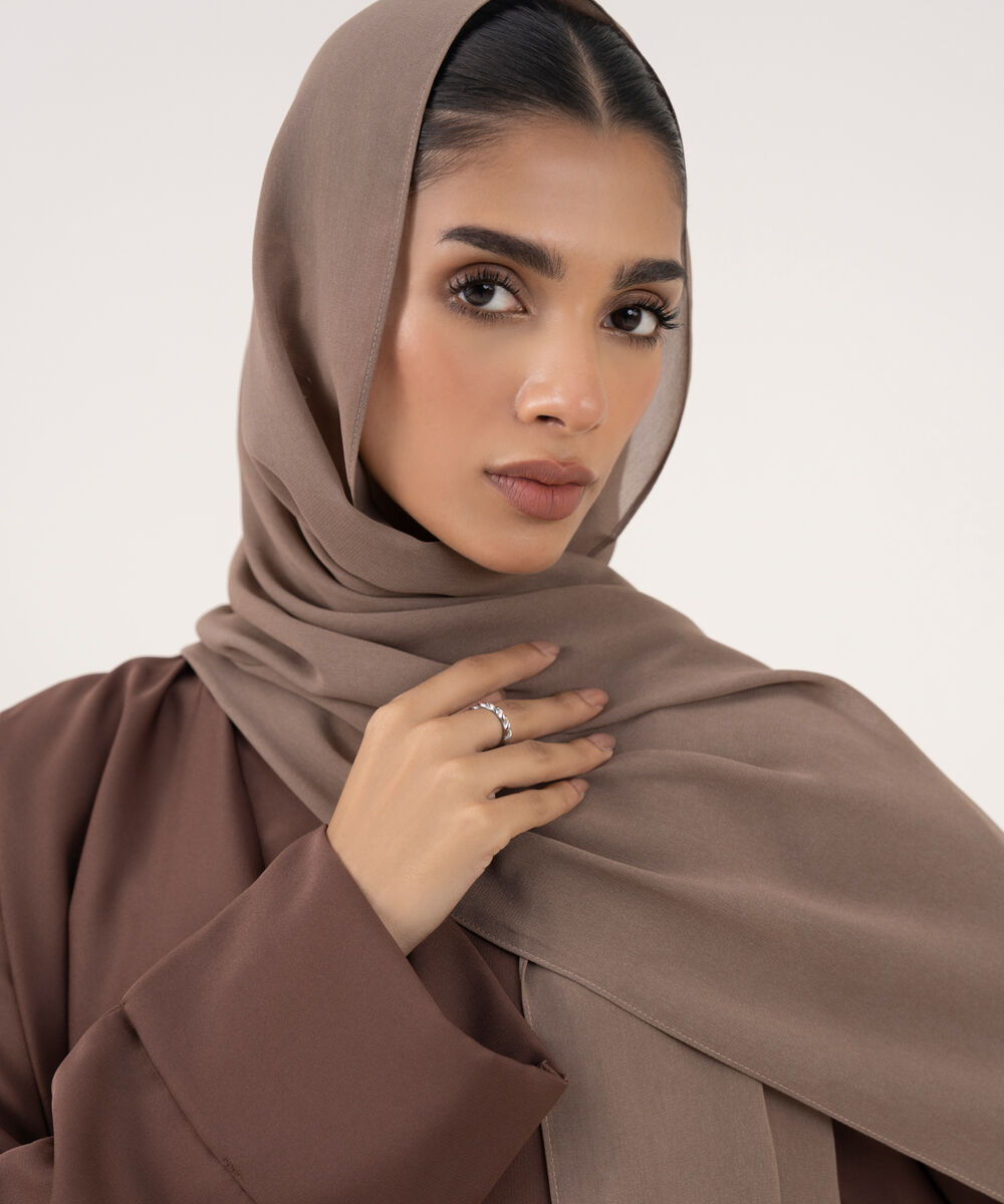 Women's Brown Polyester Hijab