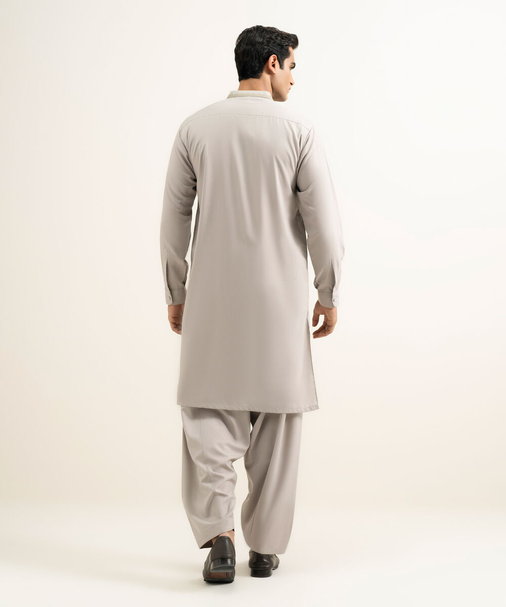 Men's Stitched Soft Grey  Kameez Shalwar