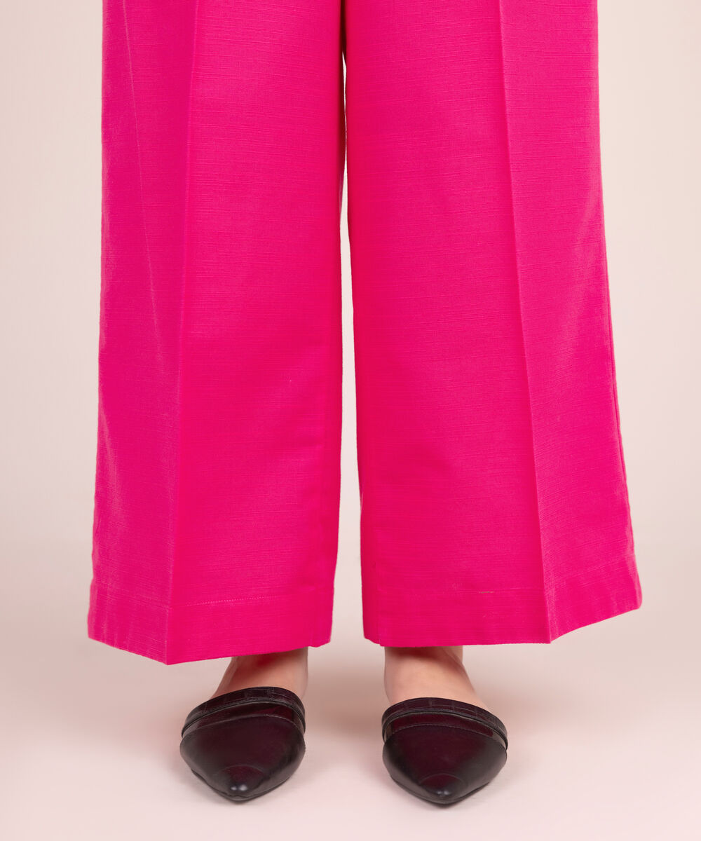 Women's RTW Khaddar Solid Pink Culottes