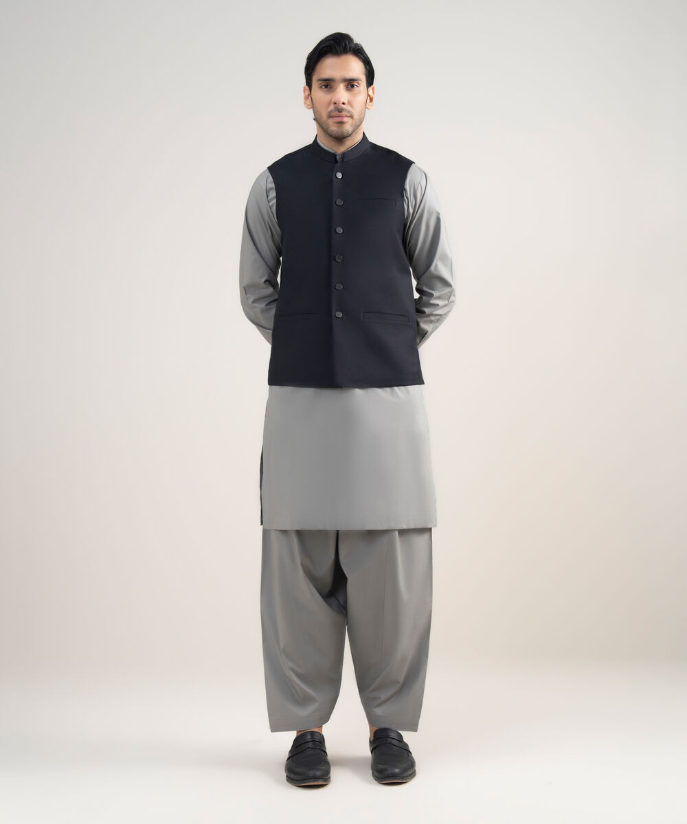 Men's Stitched Premium Suiting Black Waistcoat