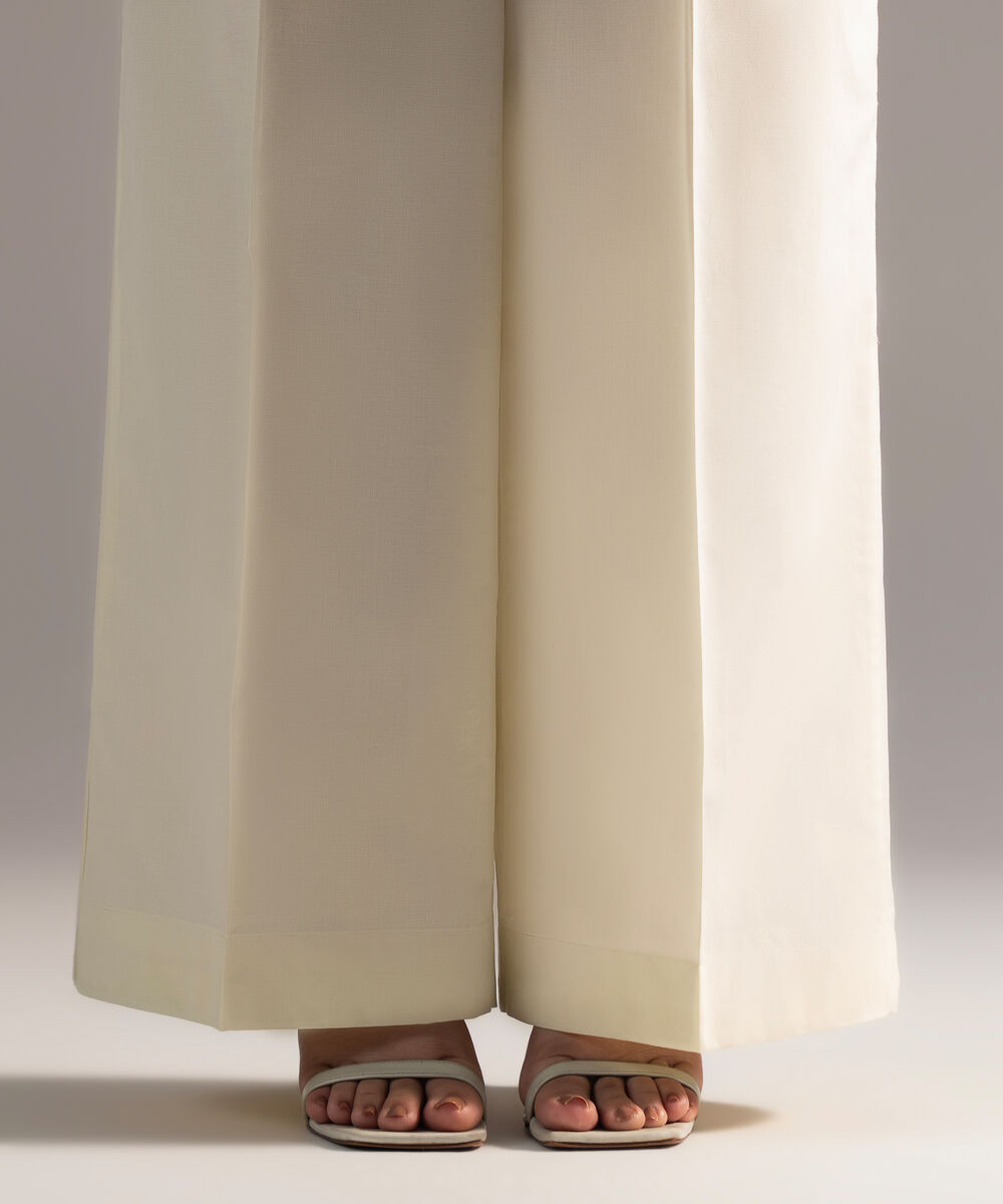 Women's RTW Cambric Solid Off White Culottes