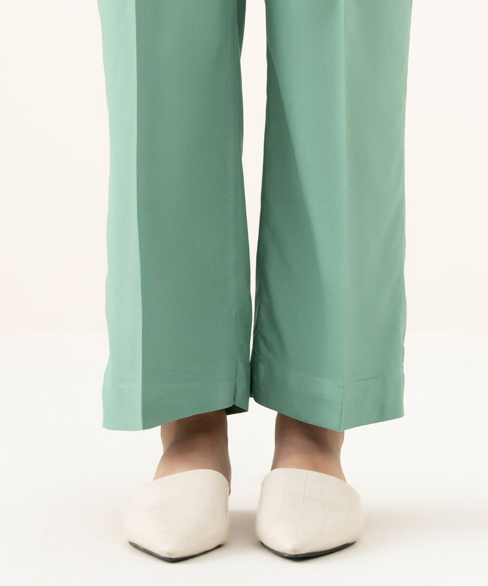 Women's RTW Linen Green Dyed Straight Pants