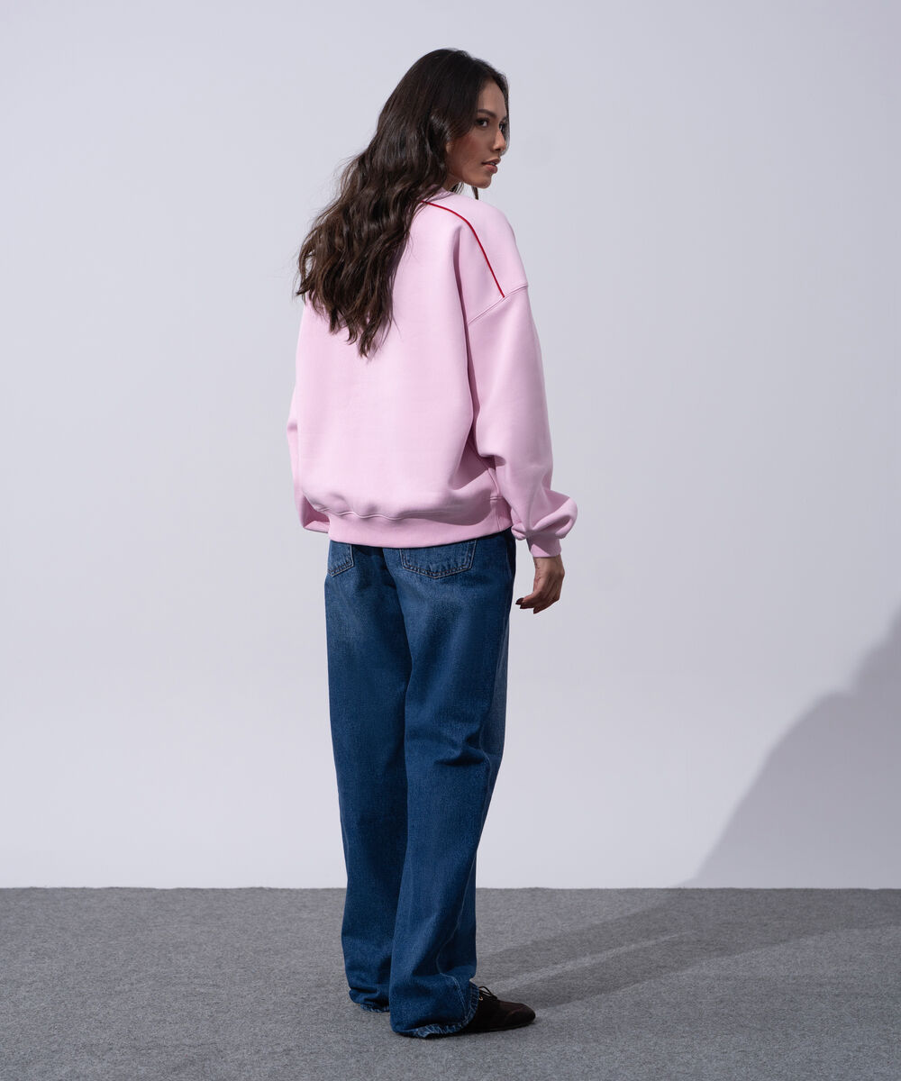 Women's Western Wear Pink Oversized Fleeceback Graphic Sweatshirt