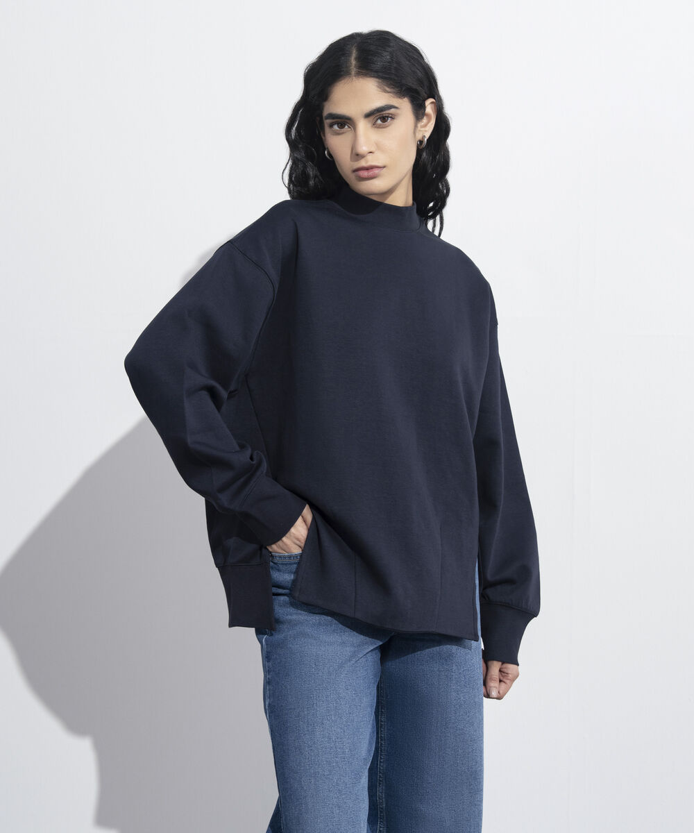 Women's Western Wear Blue Sweatshirt With Slits