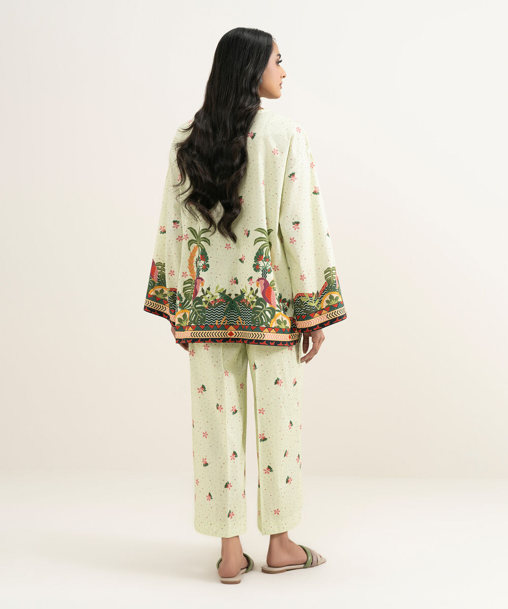 Women's RTW Cambric Embroidered Green Boxy Shirt