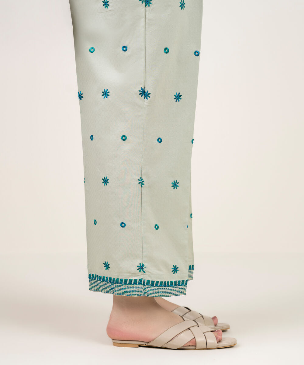 Women's RTW Dobby Embroidered Green Culottes