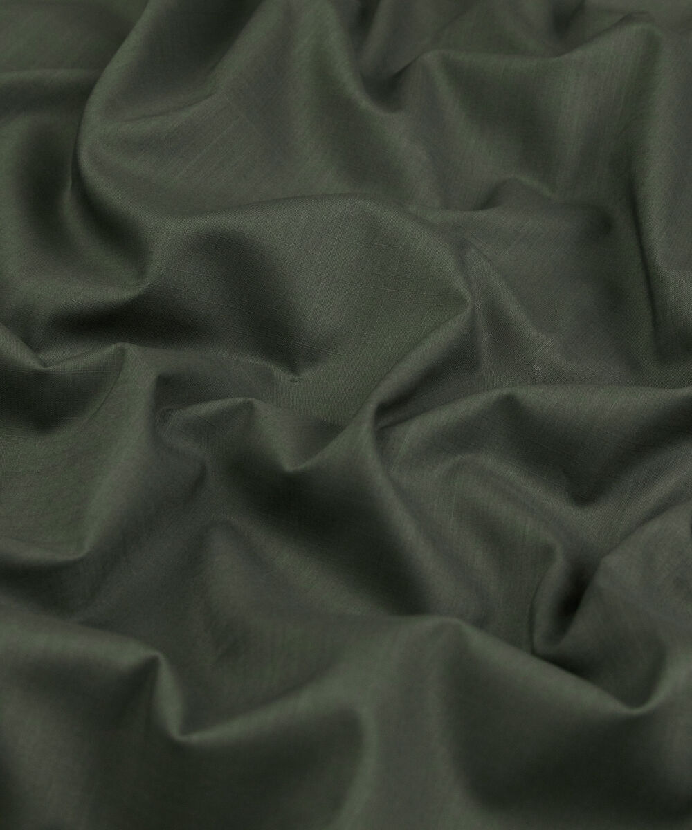 Men's Unstitched Two-Piece Olive Green Premium Slub Cotton Suit