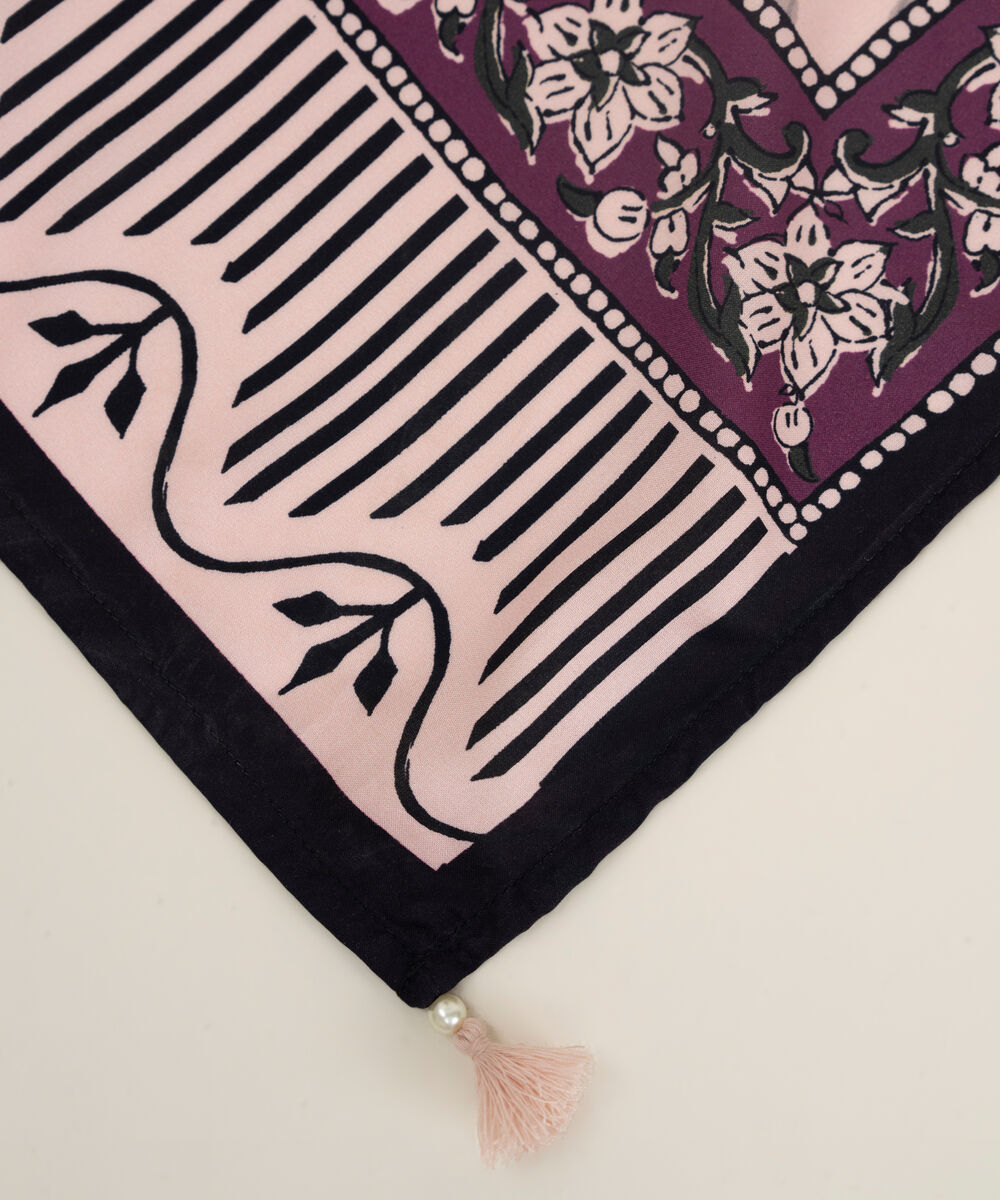 Linen Viscose Printed Pink Dupatta