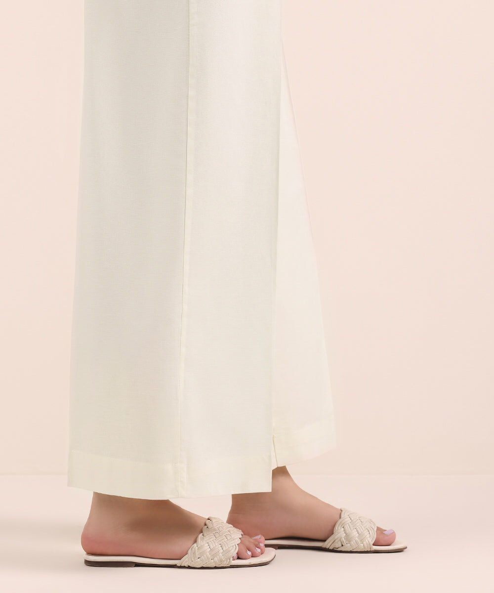 Woman - Off White Solid Cambric Culottes