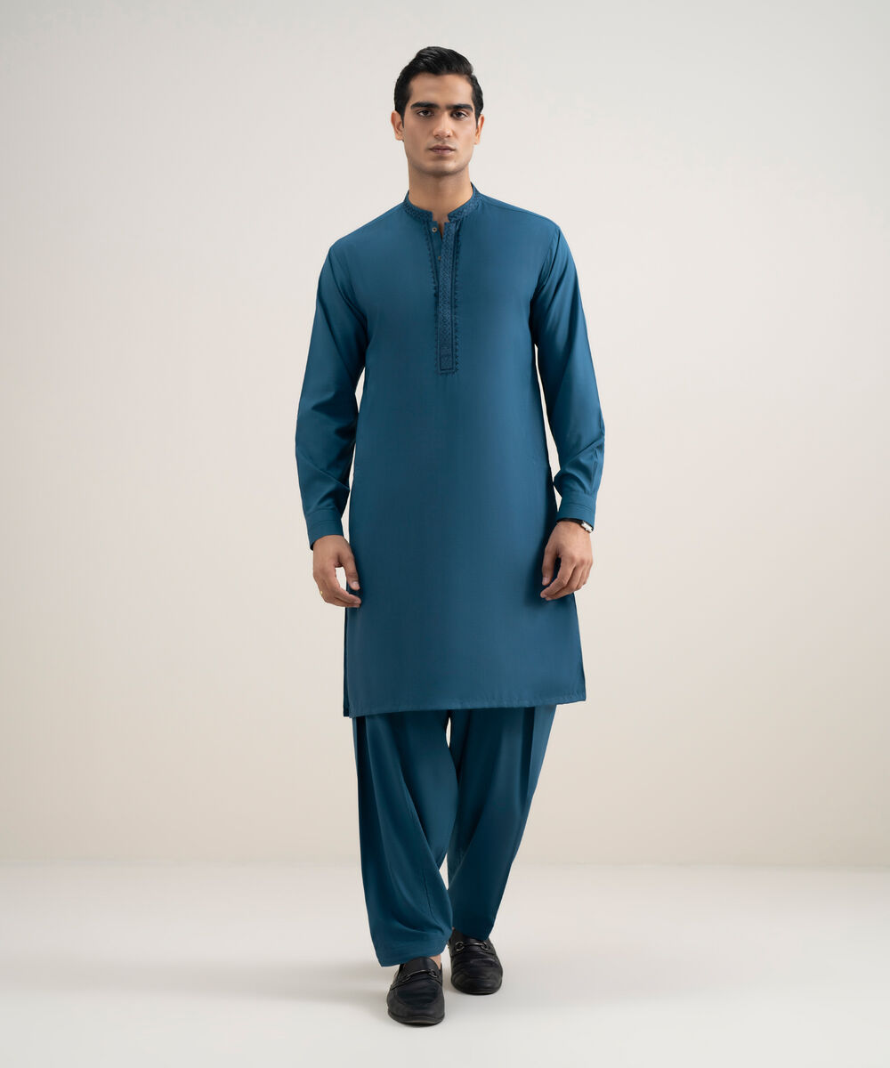 Men's Stitched Premium Wash & Wear Blue Suit