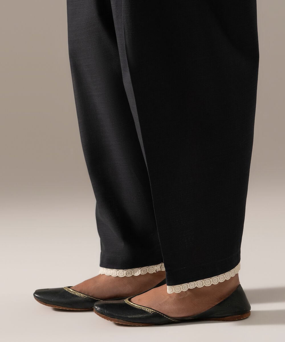 Women's RTW Khaddar Solid Black Shalwar