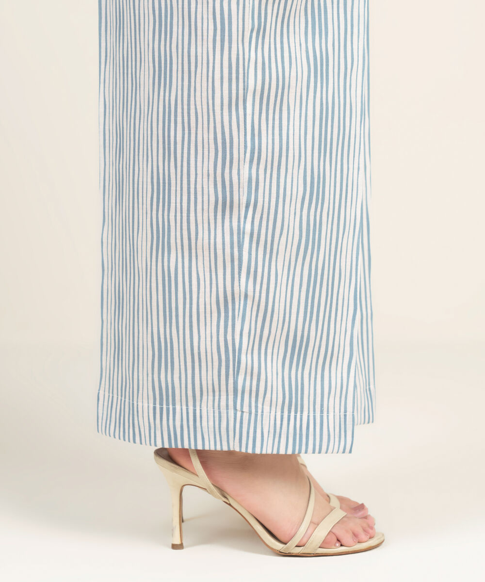 Women's RTW Crosshatch Printed White Culottes