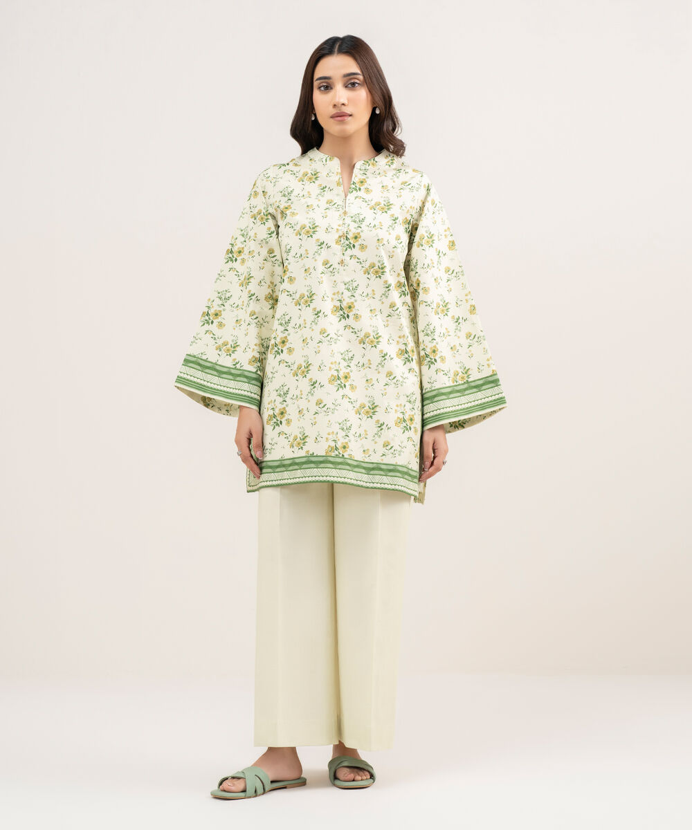 Women's Unstitched Lawn Printed Off White 2 Piece Suit