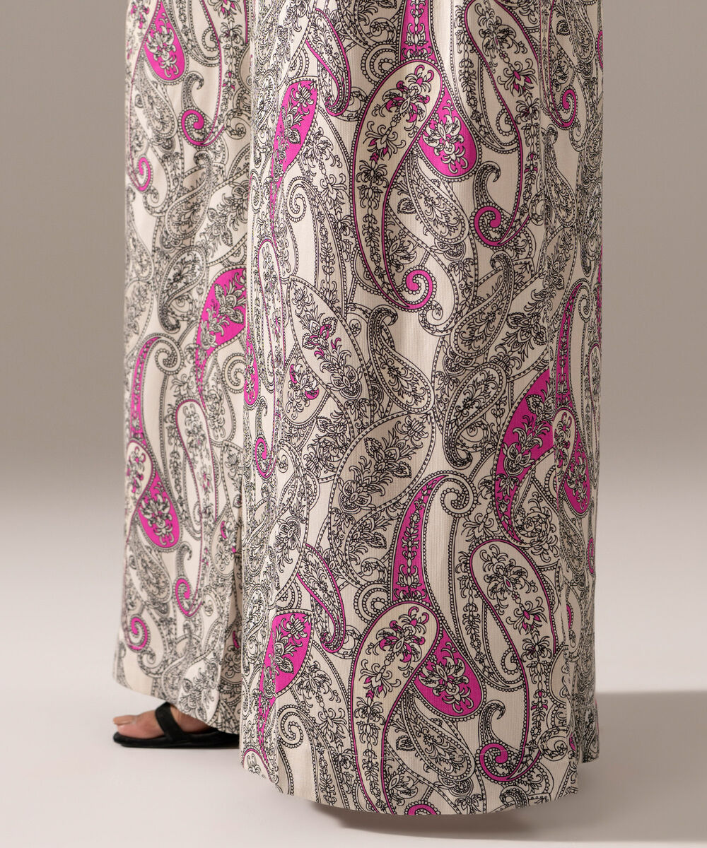 Women's RTW Bedford Printed Off White Flared Pants