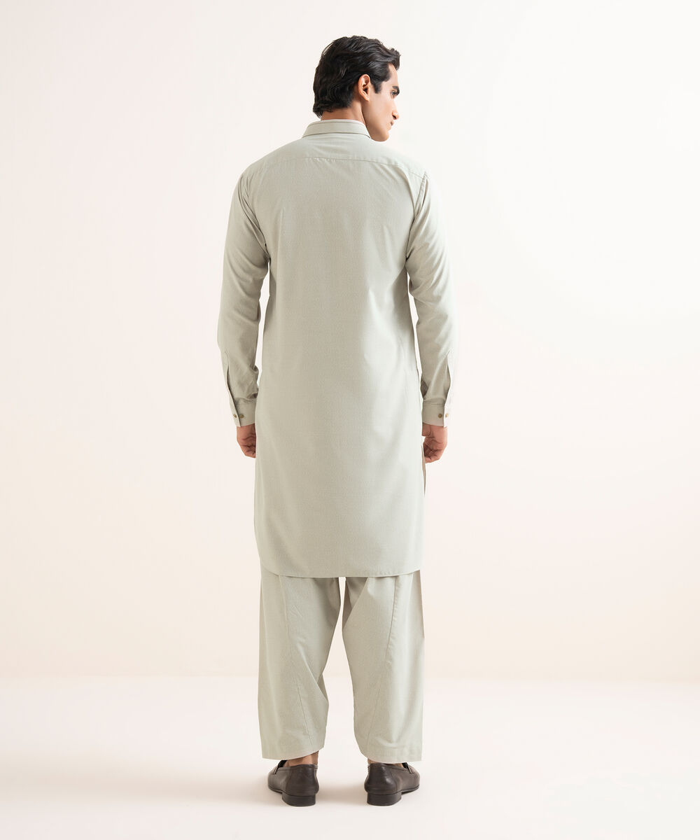 Men's Stitched Textured Wash & Wear Beige Suit