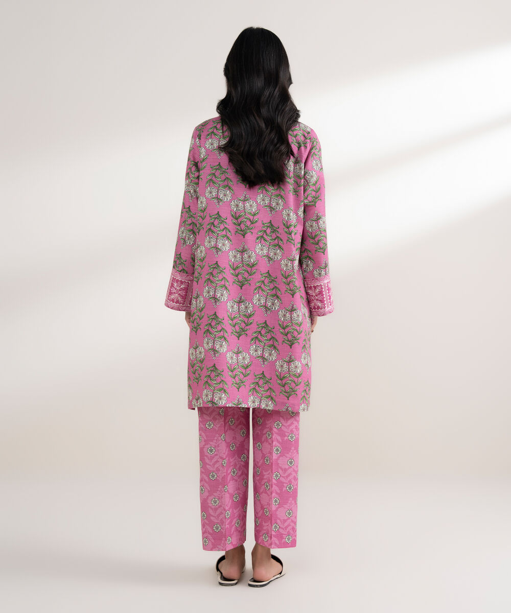 Women's RTW Light Khaddar Embroidered Fuchsia Straight Shirt