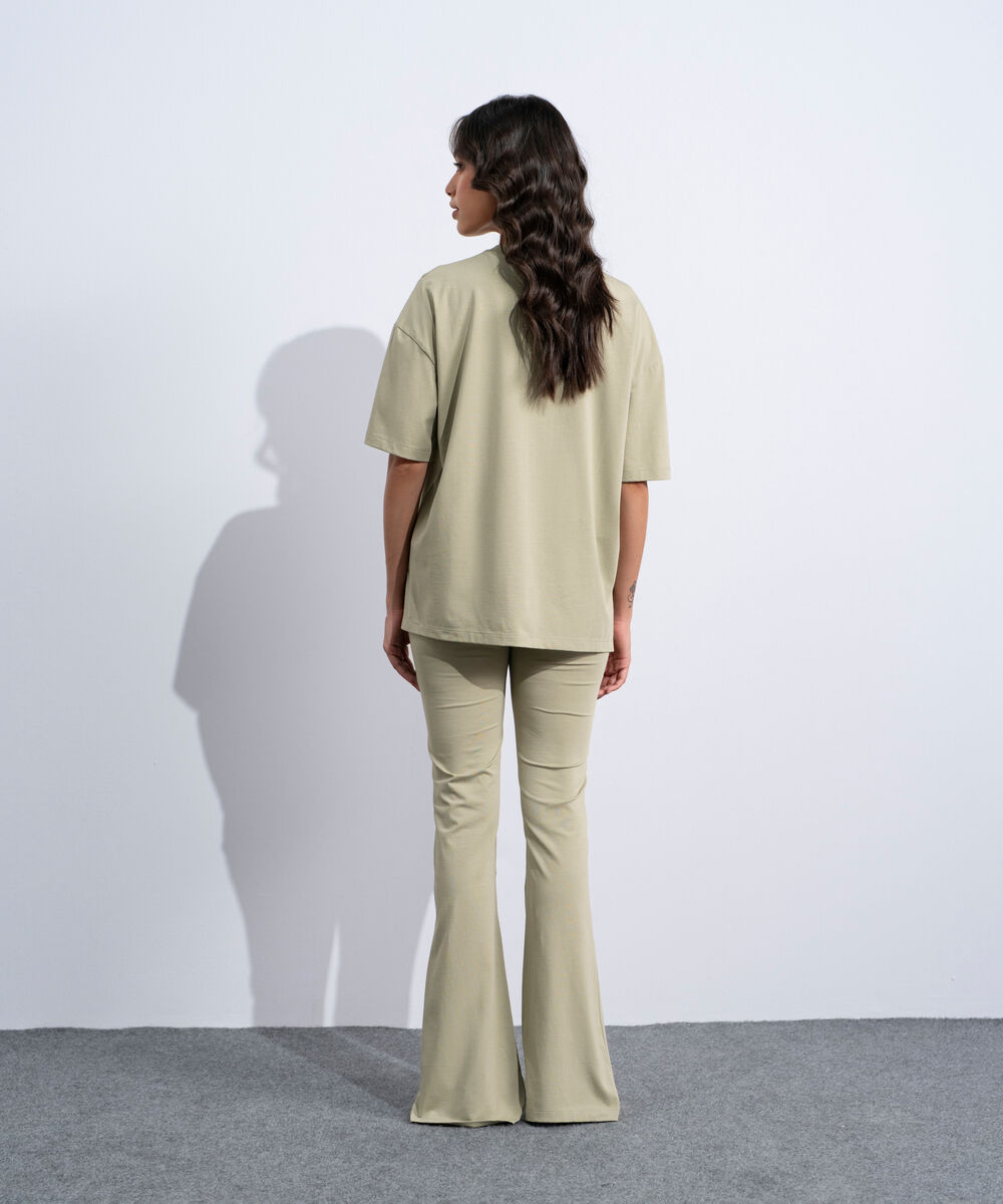 Women's Western Sage Green Loose Fit T-Shirt