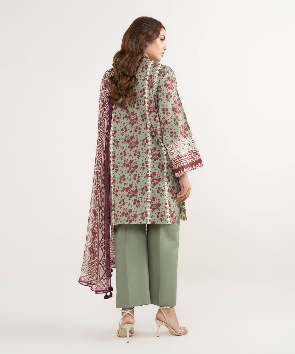 Women's Unstitched Lawn Embroidered Multi 3 Piece Suit