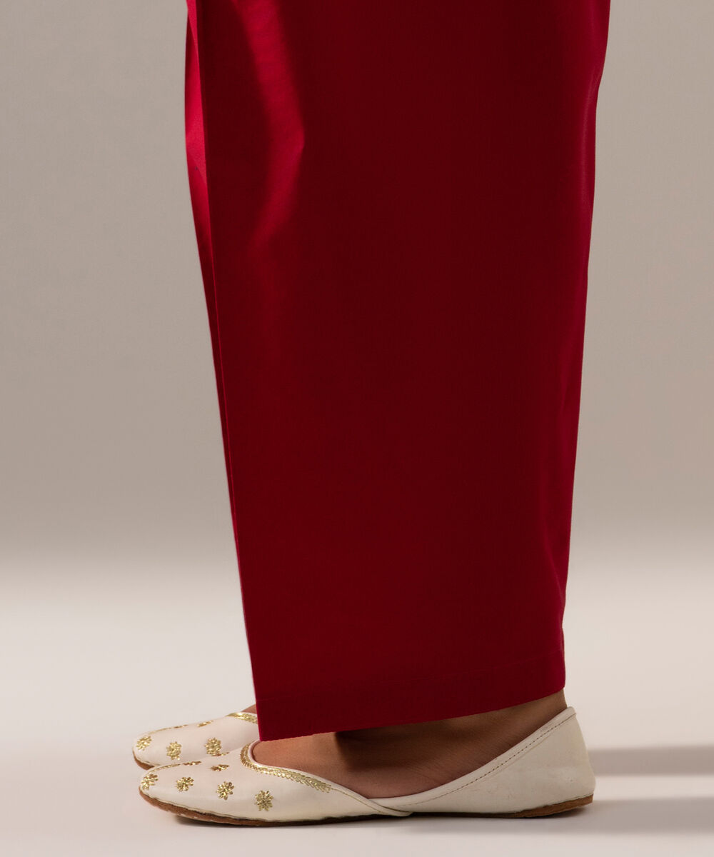 Women's RTW Cambric Solid Maroon Regular Shalwar