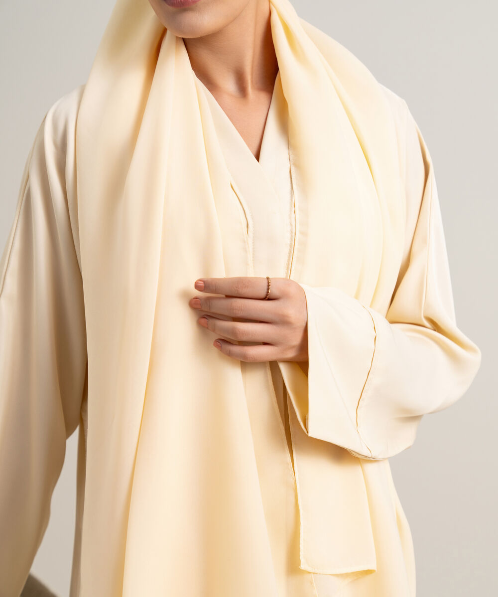 Women's Butter Yellow Kimono Abaya Set