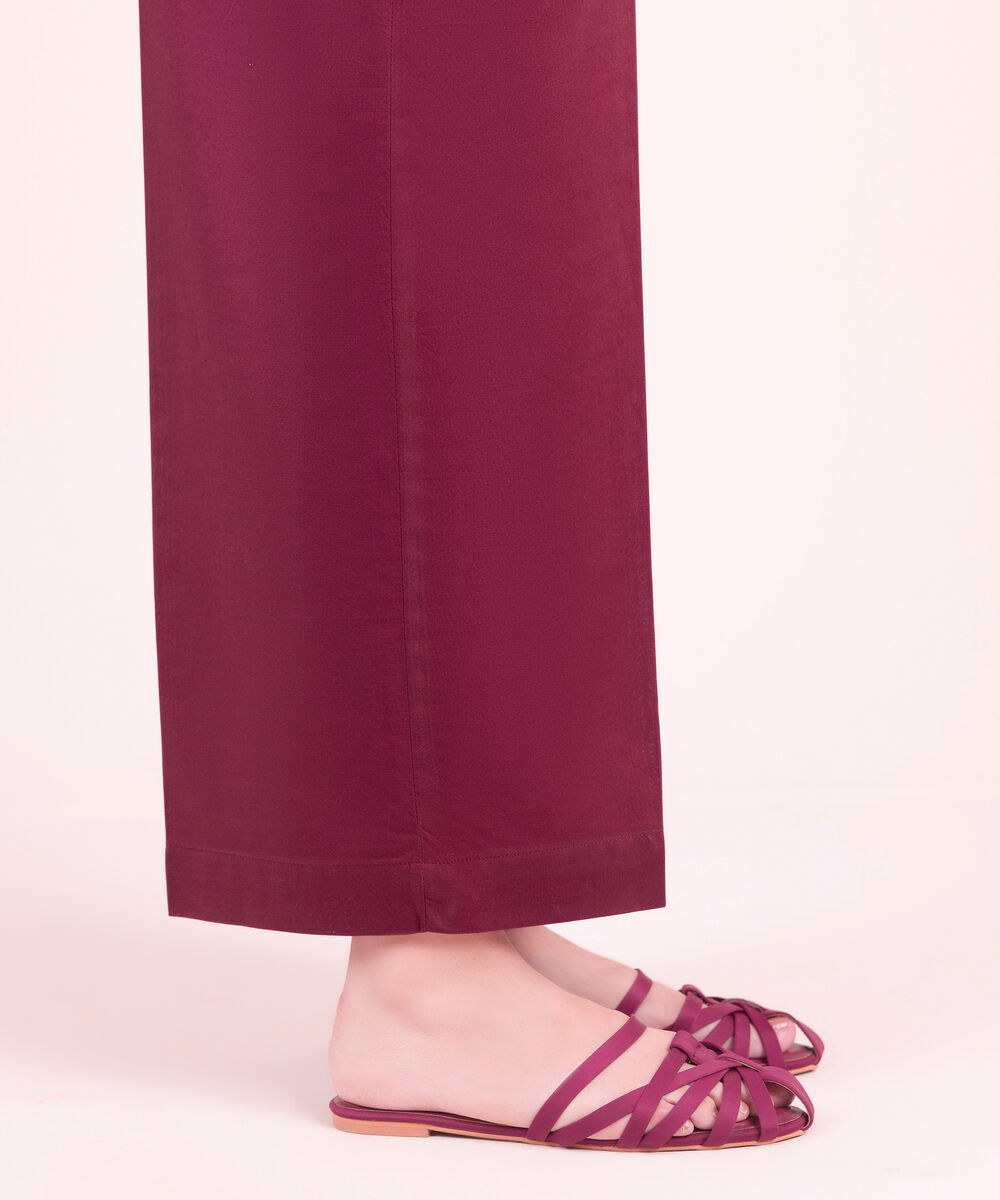 Women's RTW Linen Viscose Solid Plum Culottes