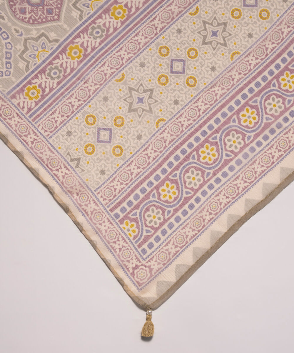 Blended Chiffon Printed Olive Green Dupatta