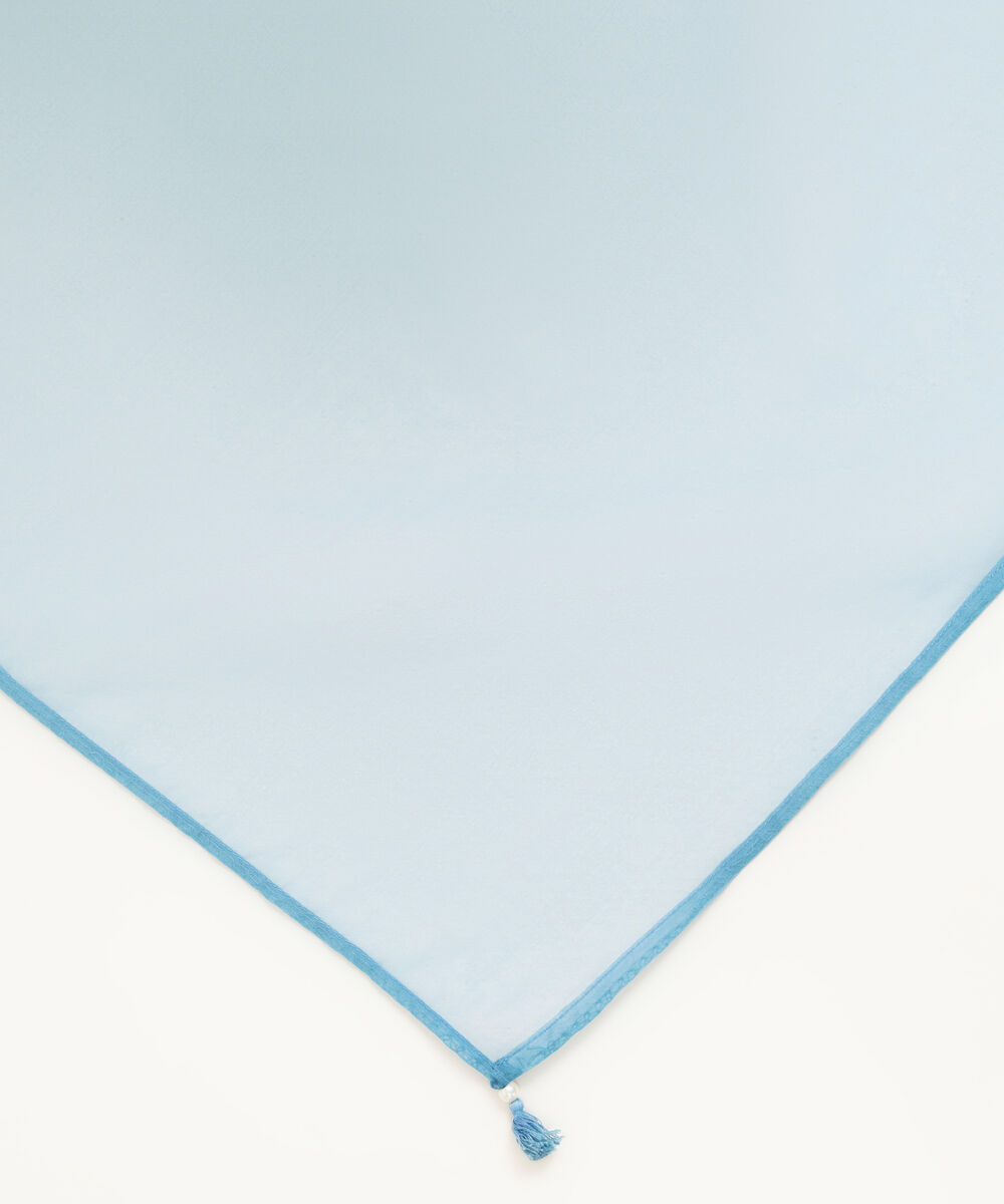 Blended Organza Solid Blue Dupatta