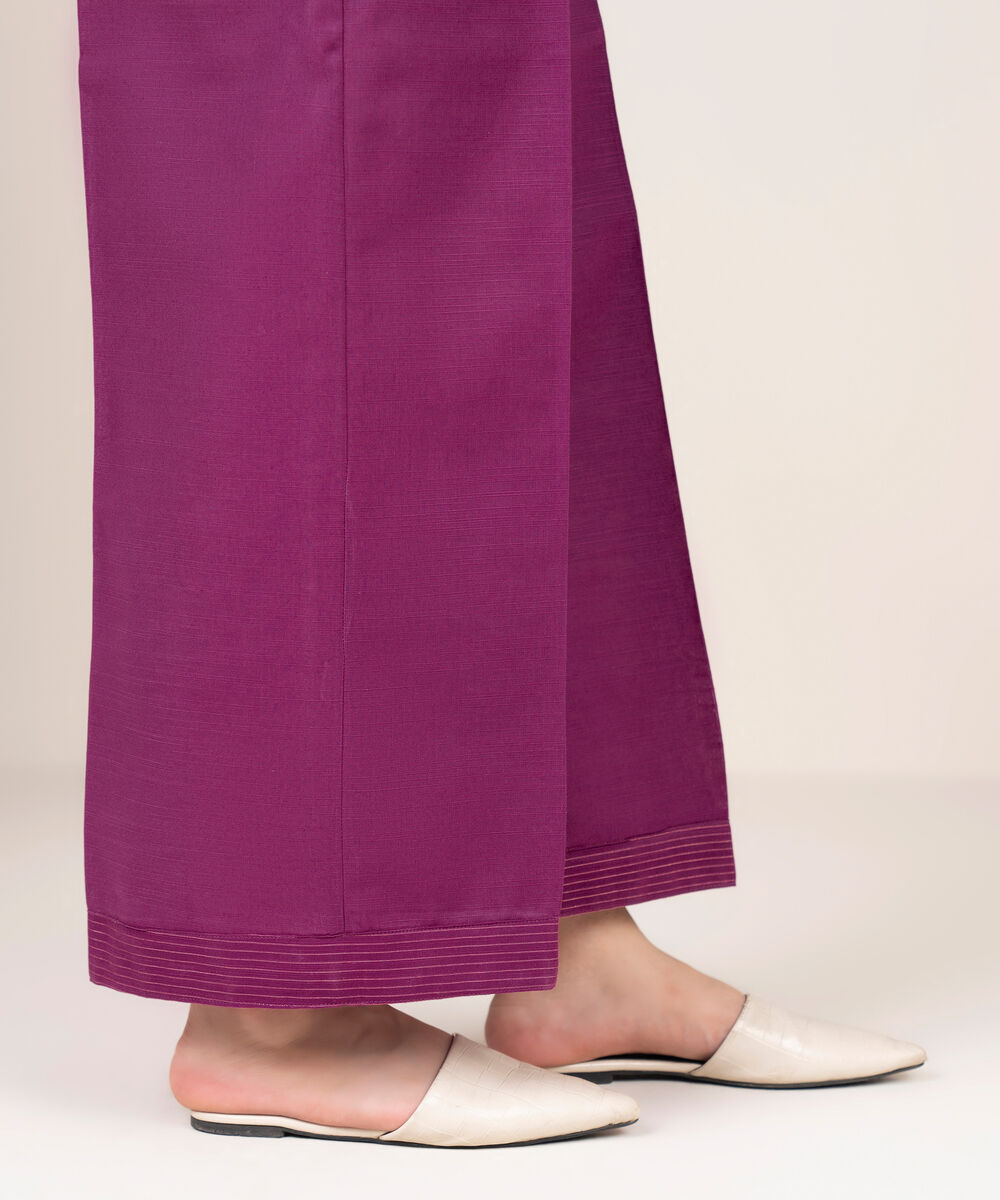 Women's RTW Cotton Solid Purple Culottes