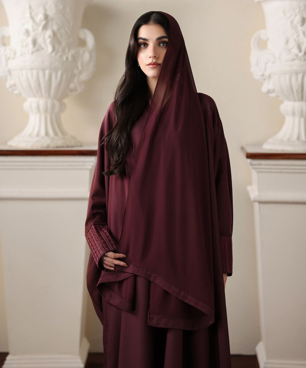 Women's Burgendy Kaftaan Abbaya Set