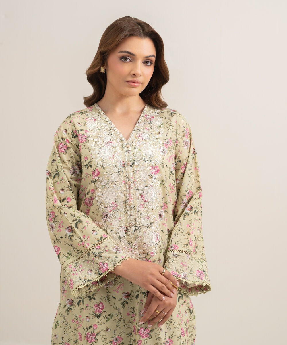 Women's RTW Lawn Embroidered Multi A-Line Shirt