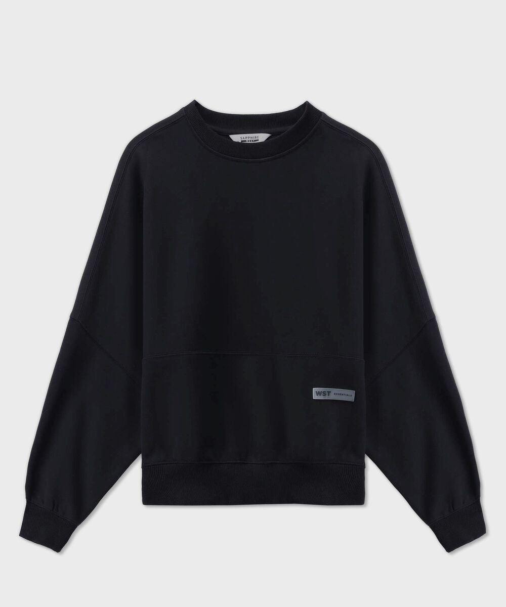 Women's Western Wear Black Oversized Fleece Sweatshirt