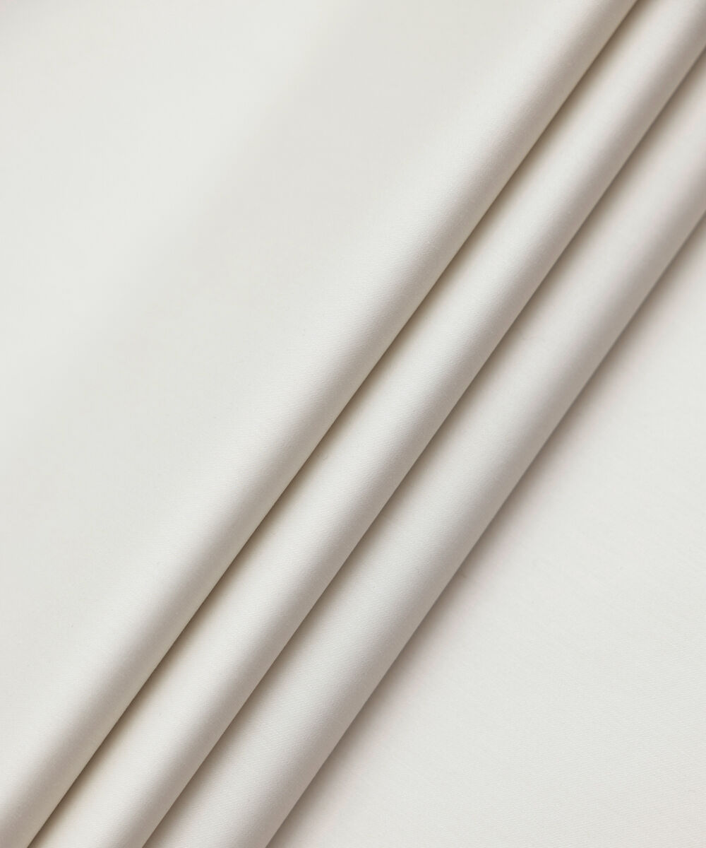 Men's Unstitched Two-Piece Premium Cotton Satin Off White Suit.