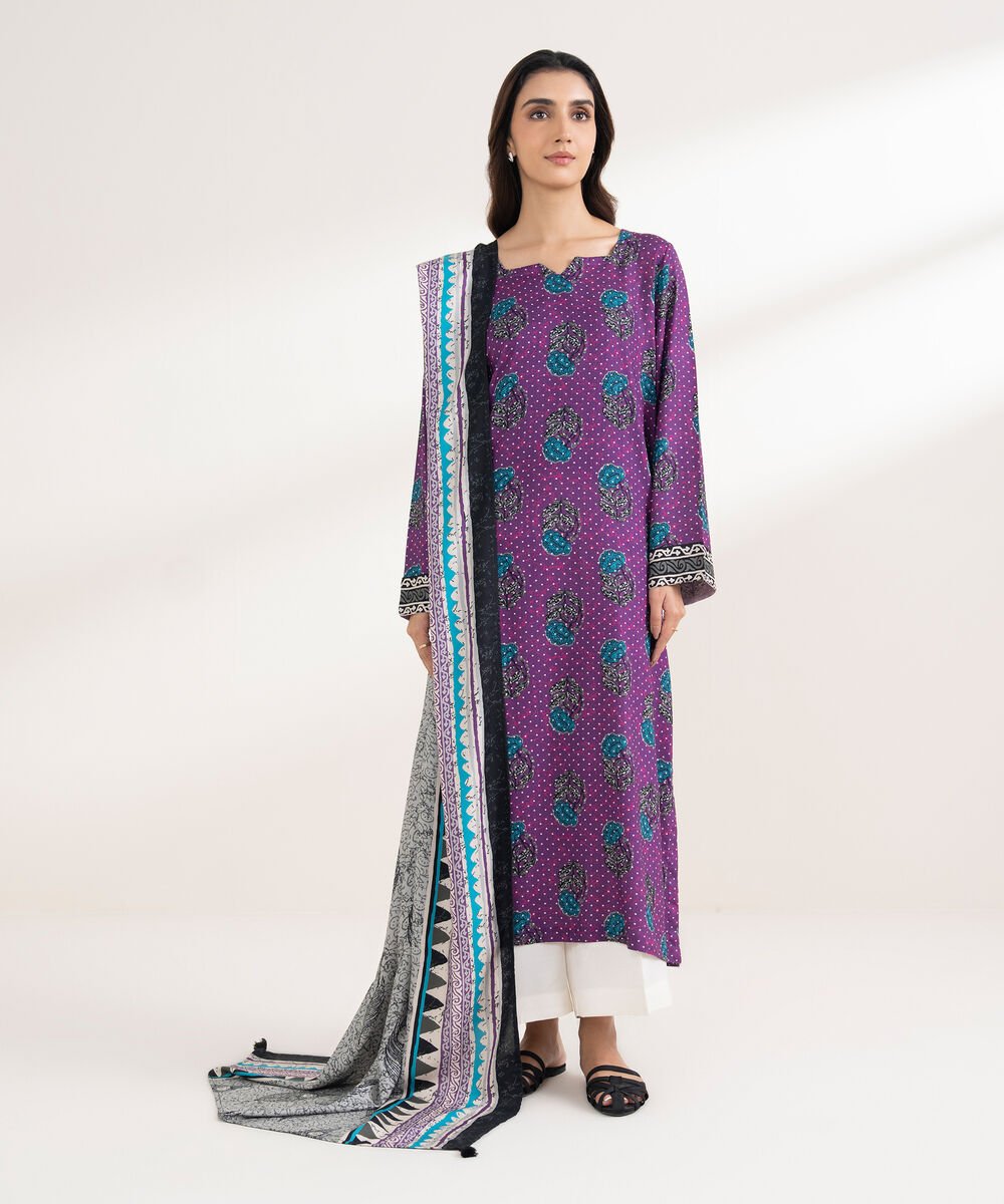 Printed Linen Grey Dupatta