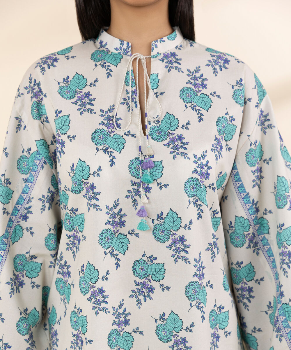 Women's Unstitched Lawn Printed Blue 2 Piece Suit