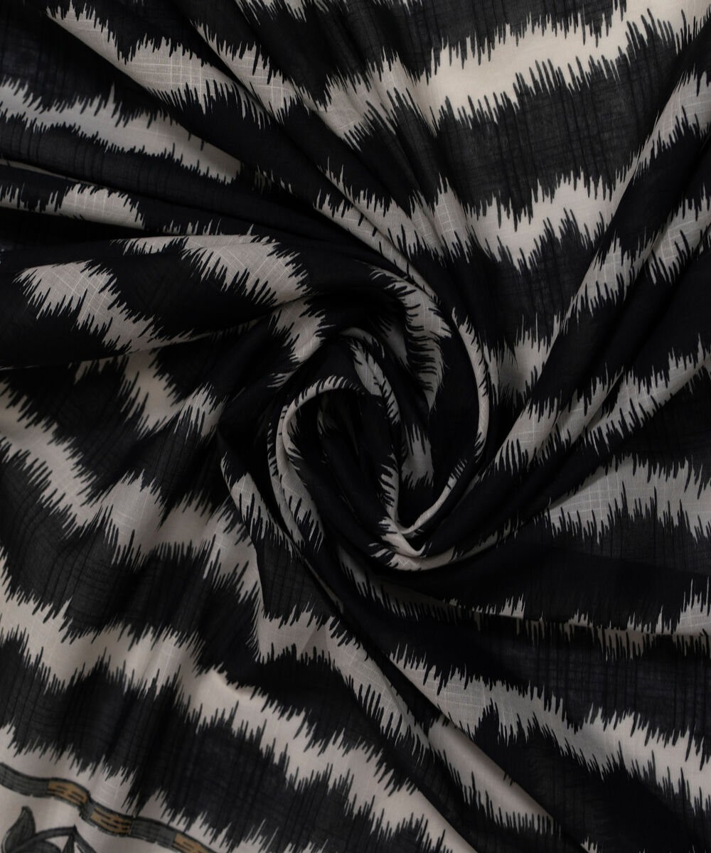 Textured Voile Printed Black Dupatta