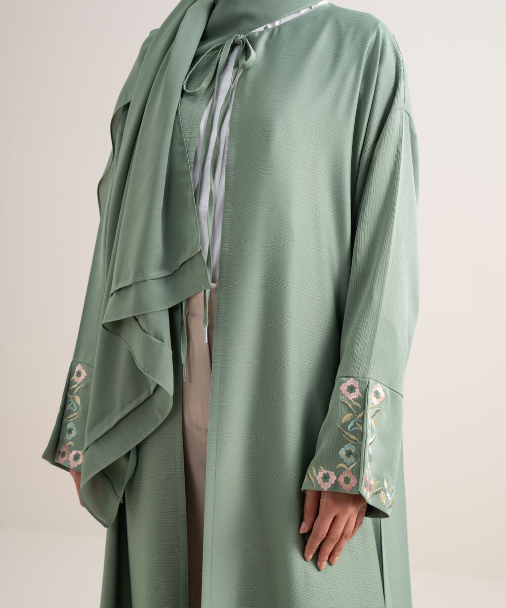 Women's Mint Green Regular Abbaya Set