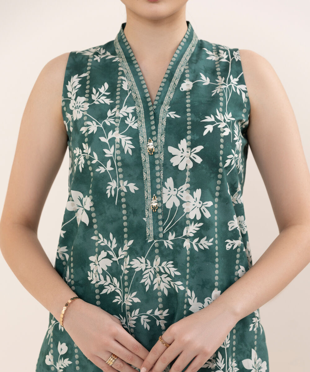 Women's Unstitched Cotton Printed Multi Three Piece Suit