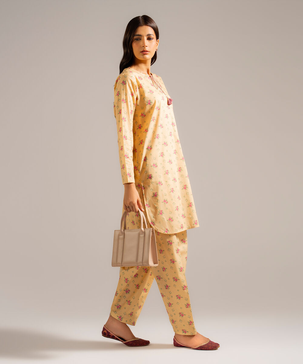 Women's RTW Lawn Printed Yellow Straight Shirt