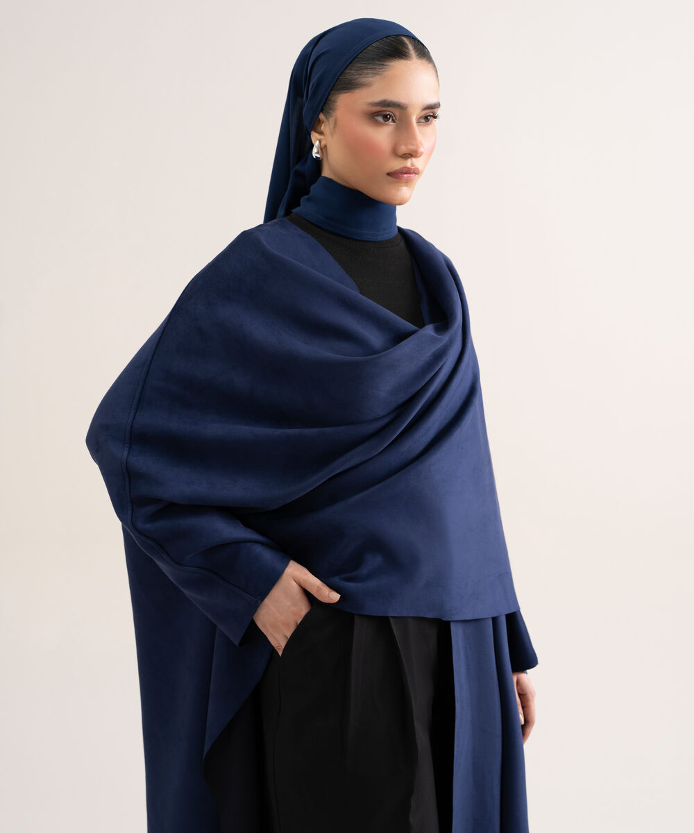 Women's Polyester Navy Blue Kaftan Abaya Set